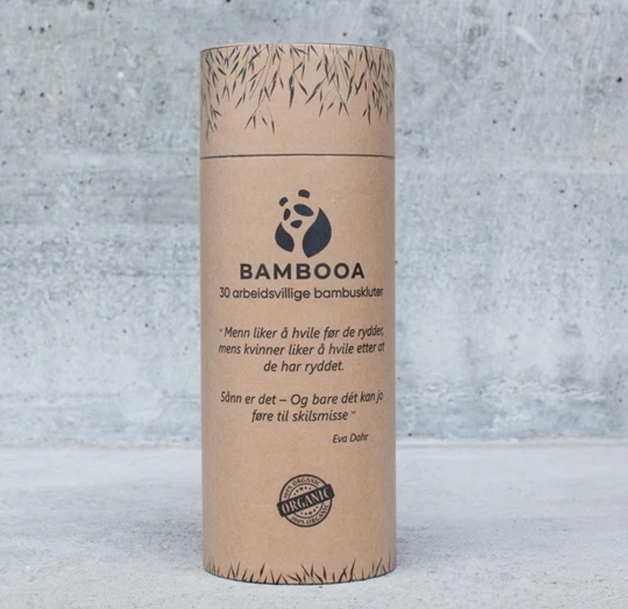 BAMBOOA BAMBUS RENGJØRINGSKLUTER - 30 stykk i elegant boks. 20 Bokser
